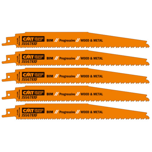 CMT JS5678XF-5 5-Piece Bimetal Saw Blades for Reciprocating Saws