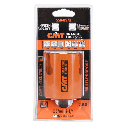 CMT 550-057X Multi-Purpose TCT Hole Saw D=2-1/4in (57mm) for Drill Drivers