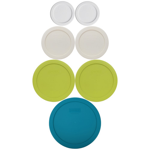 Pyrex (2) 7202-PC 1-Cup, (2) 7200-PC 2-Cup, (2) 7201-PC 4-Cup, and (1) 7402-PC 6/7-Cup Food Storage Lids