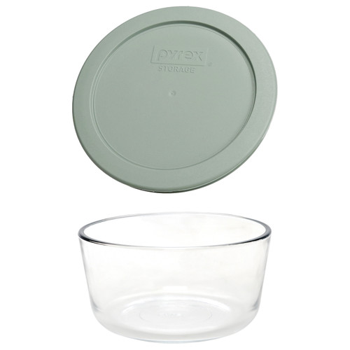 Pyrex 7201 (4-Cup) Glass Bowl and 7201-PC Tranquil Green Designed Lid 
