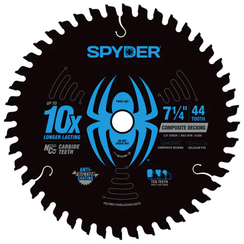 Spyder 13019 Tarantula 7-1/4-Inch 44-Tooth Decking Circular Saw Blade for 5/8-Inch Arbor Circular Saws