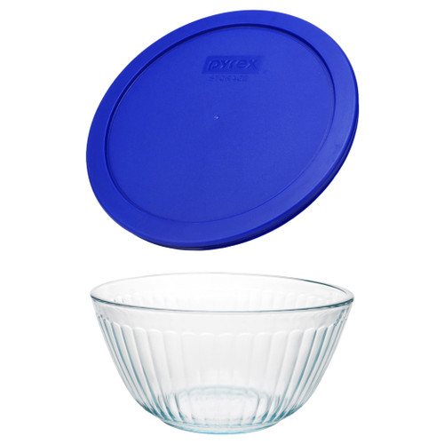 Pyrex 7402 6-Cup Sculpted Glass Mixing Bowl and 7402-PC Cadet Blue Lid
