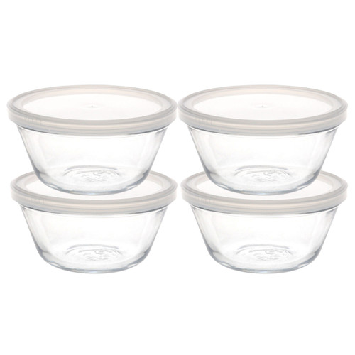 Anchor Hocking 6-Ounce Custard Cups with Plastic Lids (4-Pack)