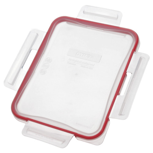 Pyrex 7211R-PC Total Solutions 6-Cup Clear BPA-Free Plastic Lid w/ Red Gasket - Made in USA
