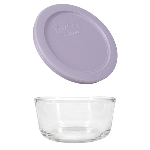 Pyrex 7200 2-Cup Glass Bowl with 7200-PC Wisteria Purple Replacement Lid