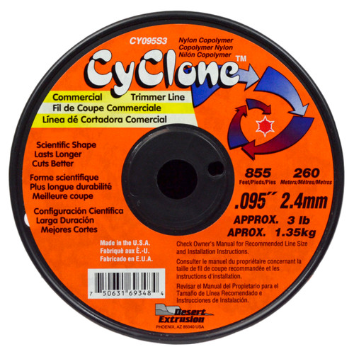 Cyclone CY095S3 0.095" 855ft Orange Commercial Trimmer Line, Made in the USA