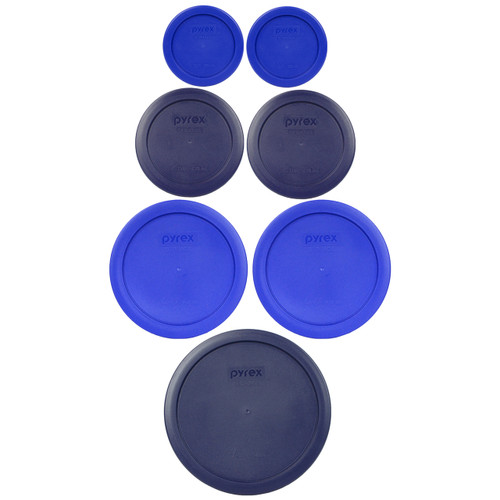 Pyrex 7202-PC, 7200-PC, 7201-PC, 7402-PC Feeling Blue 7pc Storage Lid Bundle