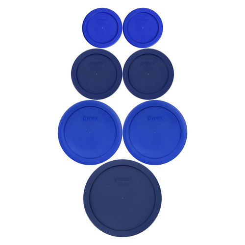 Pyrex 7202-PC, 7200-PC, 7201-PC, 7402-PC Feeling Blue 7pc Storage Lid Bundle
