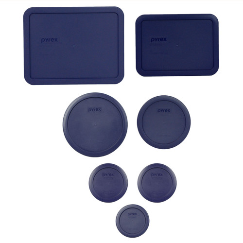 Pyrex (1) 7211-PC, (1) 7210-PC, (1) 7402-PC, (1) 7201-PC, (2) 7200-PC, (1) 7202-PC Blue Plastic Replacement Lid Covers