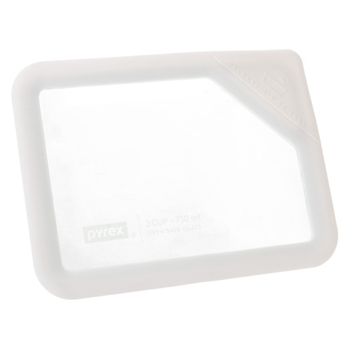 Pyrex OV-7210 Ultimate 3-Cup White Silicone Rimmed Glass Lid