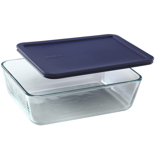 Pyrex 7212 11-Cup Glass Dish & 7212-PC Dark Blue Lid