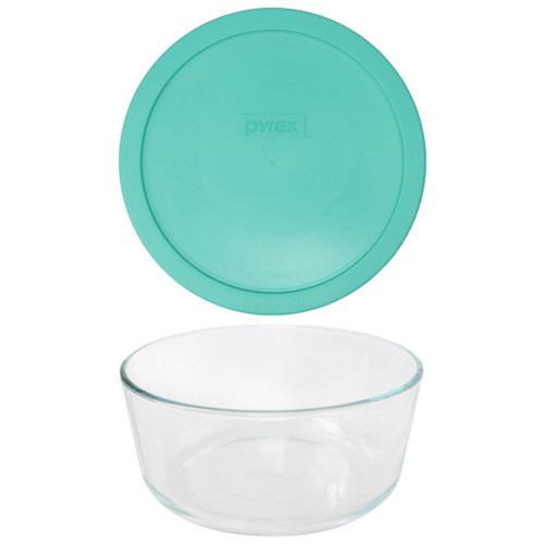  Pyrex 7203 7-Cup Round Glass Food Storage Bowl w/ 7402-PC Light Green Plastic Lid Cover
