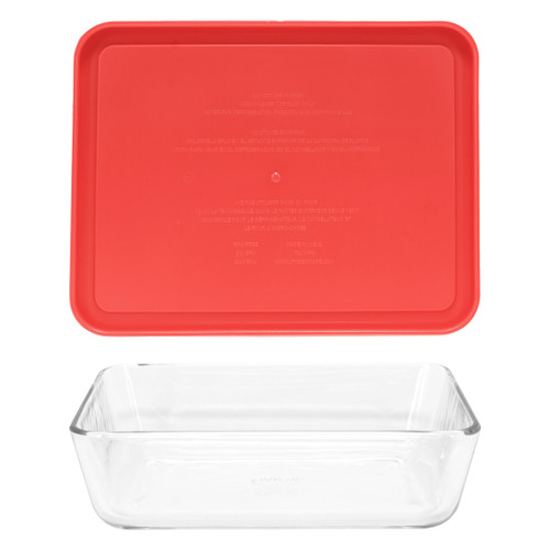 Pyrex 7211 6-Cup Glass Dish & 7211-PC Red Lid