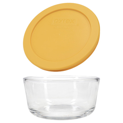 Pyrex 7200 2 Cup Glass Bowl & Butter Yellow Replacement Lid
