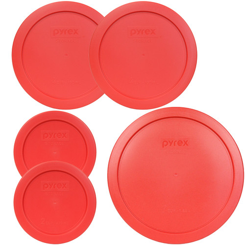 Pyrex 7200-PC, 7201-PC, 7402-PC Red Food Storage Replacement Lids