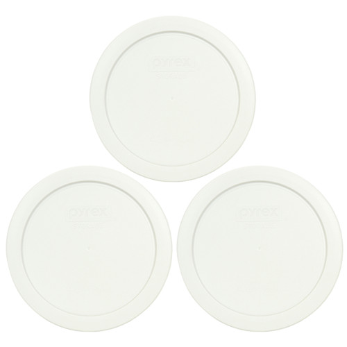 Pyrex 7201-PC White 4 Cup Plastic Round Replacement Lid (3-Pack)