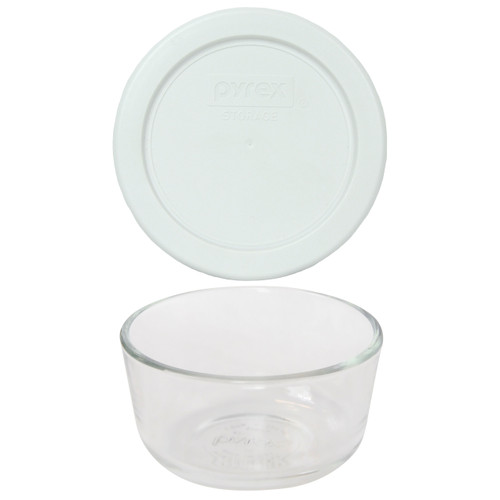 Pyrex 7202 1 Cup Glass Dish & 7202-PC 1 Cup White Replacement Lid Cover