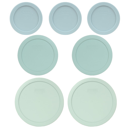 Pyrex (3) 7200-PC, (2) 7201-PC, & (2) 7402-PC Muddy Aqua Food Storage Replacement Lid