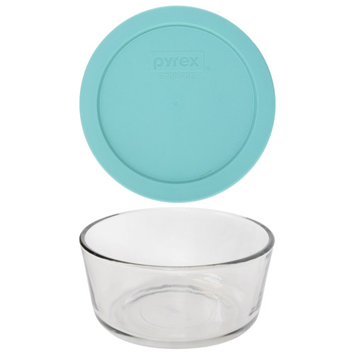 Pyrex (1) 7201 4 Cup Glass Bowl & (1) 7201-PC Jade Dust Green Lid