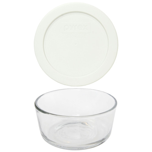 Pyrex Simply Store 7200 2-Cup Glass Storage Bowl w/ 7200-PC 2-Cup White Lid Cover