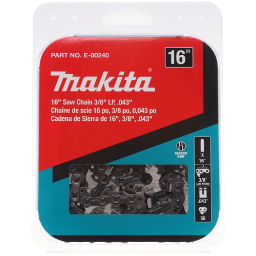 Makita E-00240 16" Saw Chain 3/8" LP .043" Tool Replacement Part for XCU02 XCU03 XCU04 XCU07 XCU08 XCU09