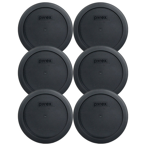 Pyrex 7201-PC Black Round Plastic Food Storage Replacement Lid Cover (6-Pack)