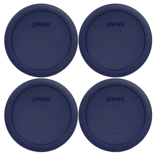 Pyrex 7201-PC Blue Round Plastic Food Storage Replacement Lid Cover (4-Pack)