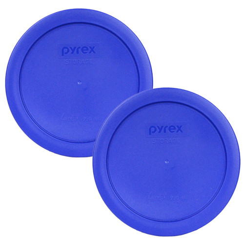 Pyrex 7201-PC Cadet Blue Round Plastic Food Storage Replacement Lid Cover (2-Pack)