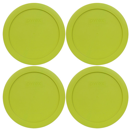 Pyrex 7201-PC Edamame Green Round Plastic Food Storage Replacement Lid Cover (4-Pack)