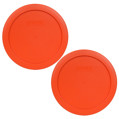 Pyrex 7201-PC Pumpkin Orange Round Plastic Food Storage Replacement Lid Cover (2-Pack) 
