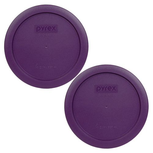 Pyrex 7201-PC Purple Round Plastic Food Storage Replacement Lid Cover (2-Pack)