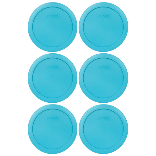 Pyrex 7201-PC Surf Blue Round Plastic Food Storage Replacement Lid Cover (6-Pack)