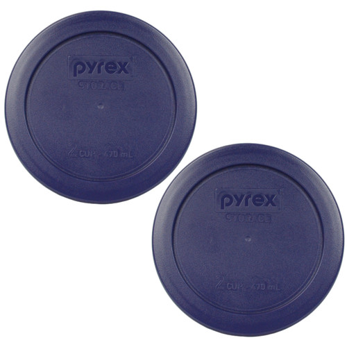 Pyrex 7200-PC Blue Round Plastic Food Storage Replacement Lid Cover, Made in the USA (2-Pack)