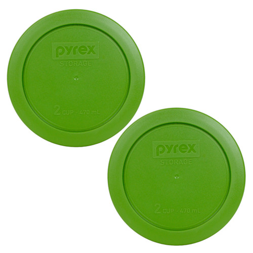 Pyrex 7200-PC Lawn Green Round Plastic Food Storage Replacement Lid Cover (2-Pack)