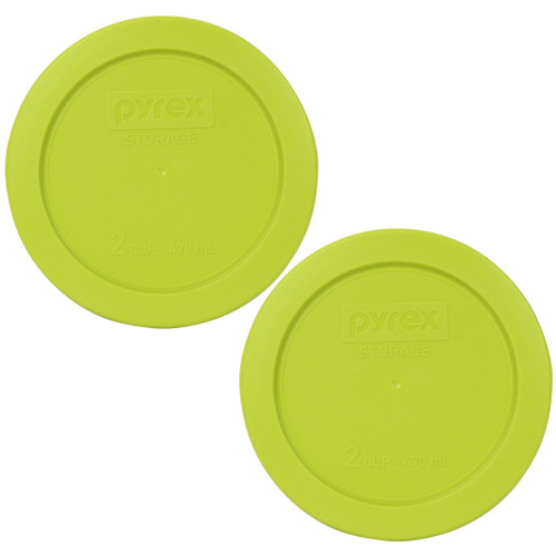 Pyrex 7200-PC Edamame Green Round Plastic Food Storage Replacement Lid Cover (2-Pack)