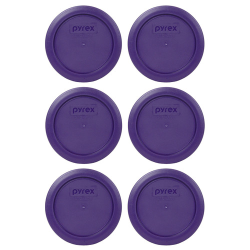 Pyrex 7200-PC Plum Purple Round Plastic Food Storage Replacement Lid Cover (6-Pack)