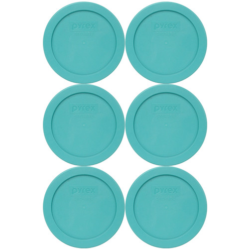 Pyrex 7200-PC Turquoise Round Plastic Food Storage Replacement Lid Cover (6-Pack)