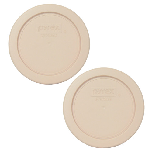 Pyrex 7202-PC Blush Colored Round Plastic Food Storage Replacement Lid Cover (2-Pack)