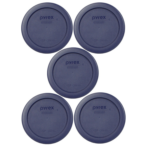 Pyrex 7202-PC Blue Round Plastic Food Storage Replacement Lid Cover (5-Pack)