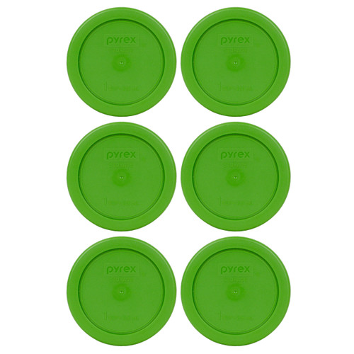 Pyrex 7202-PC Lawn Green Round Plastic Food Storage Replacement Lid Cover (6-Pack)