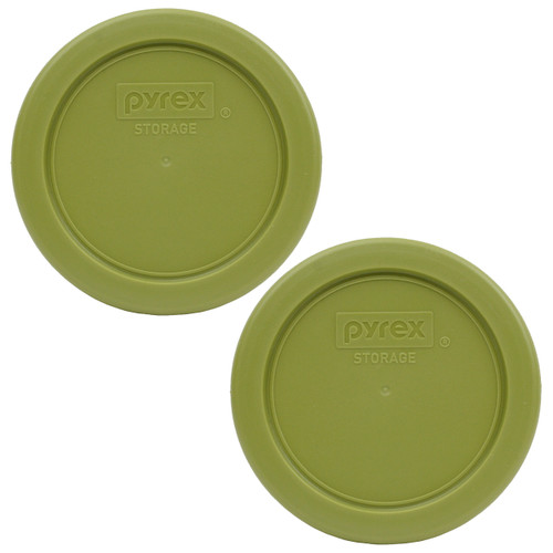 Pyrex 7202-PC Olive Green Round Plastic Food Storage Replacement Lid Cover (2-Pack)