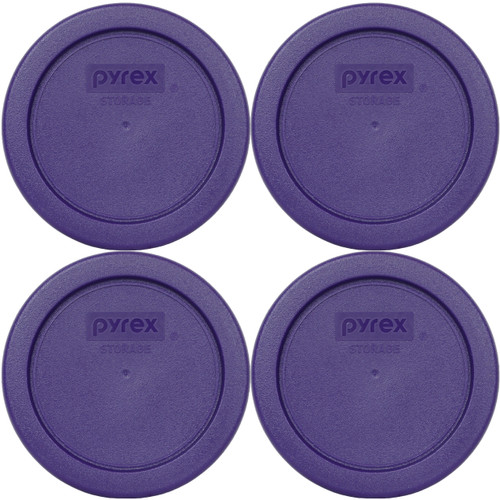 Pyrex 7202-PC Plum Purple Round Plastic Food Storage Replacement Lid Cover (4-Pack)