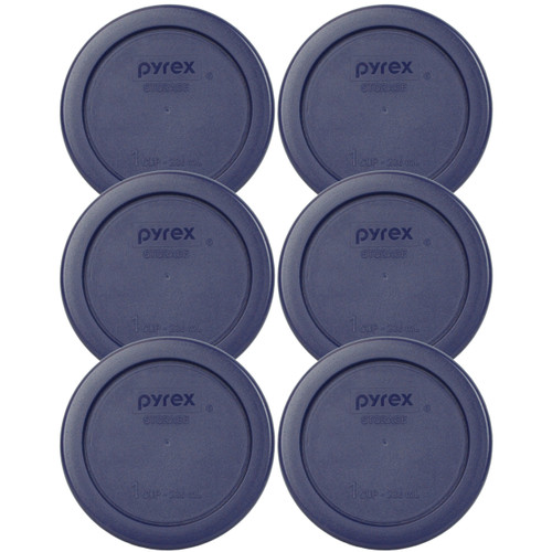 Pyrex 7202-PC Blue Round Plastic Food Storage Replacement Lid Cover (6-Pack)