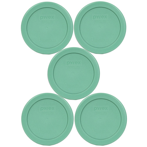 Pyrex 7202-PC Green Round Plastic Food Storage Replacement Lid Cover (5-Pack)