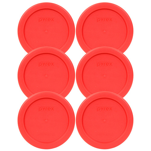 Pyrex 7202-PC Red Round Plastic Food Storage Replacement Lid Cover (6-Pack)