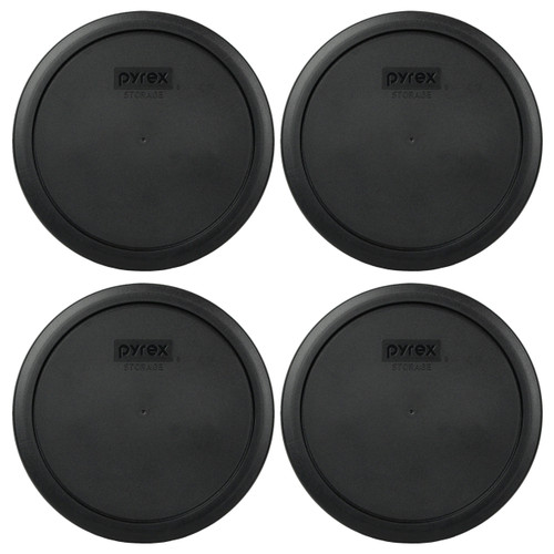 Pyrex 7402-PC Black Round Plastic Food Storage Replacement Lid Cover (4-Pack)