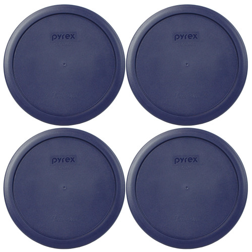 Pyrex 7402-PC Blue Round Plastic Food Storage Replacement Lid Cover (4-Pack)