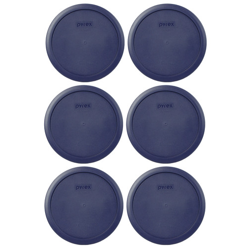 Pyrex 7402-PC Blue Round Plastic Food Storage Replacement Lid Cover (6-Pack)