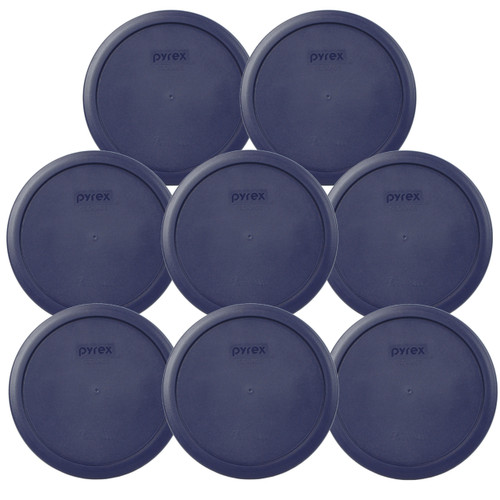 Pyrex 7402-PC Blue Round Plastic Food Storage Replacement Lid Cover (8-Pack)