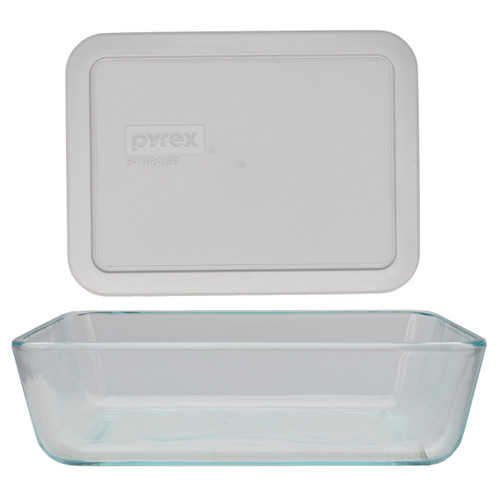 Pyrex (1) 7210 3-Cup Glass Dish & (1) 7210-PC Jet Gray Lid